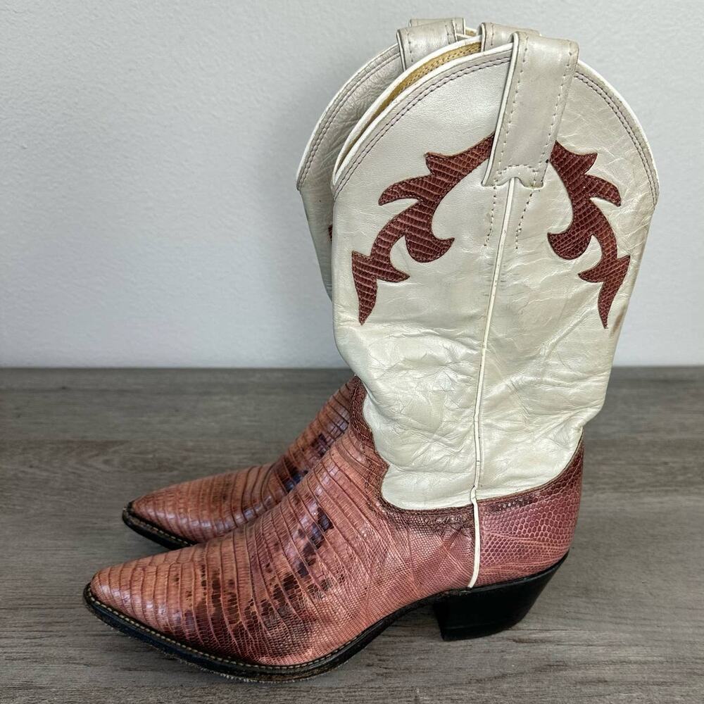 Justin Boots Cowboy Boots Lizard 6.5 Western Festival Cowgirl